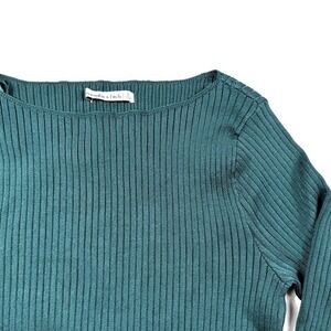 Abercrombie & Fitch Womens Ribbed Boat Neck Sweater Teal Green Long Sleeve L